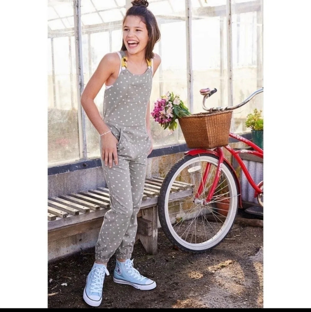 435 by Matilda Jane Clothing Stardust Gray Jogger Overalls Sz 16 (Girl)